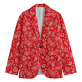 Red Paisley Bandana Pattern Print Men's Blazer