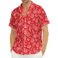 Red Paisley Bandana Pattern Print Men's Deep V-Neck Shirt