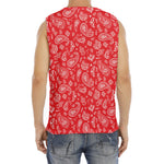 Red Paisley Bandana Pattern Print Men's Fitness Tank Top