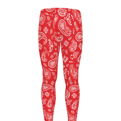 Red Paisley Bandana Pattern Print Men's leggings