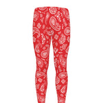 Red Paisley Bandana Pattern Print Men's leggings