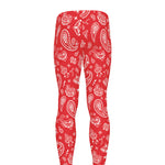 Red Paisley Bandana Pattern Print Men's leggings