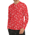 Red Paisley Bandana Pattern Print Men's Long Sleeve Rash Guard