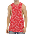 Red Paisley Bandana Pattern Print Men's Muscle Tank Top