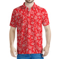 Red Paisley Bandana Pattern Print Men's Polo Shirt