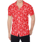 Red Paisley Bandana Pattern Print Men's Shirt