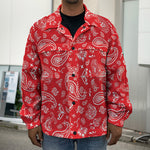 Red Paisley Bandana Pattern Print Men's Shirt Jacket