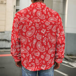 Red Paisley Bandana Pattern Print Men's Shirt Jacket