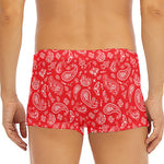 Red Paisley Bandana Pattern Print Men's Short Boxer Briefs