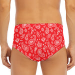 Red Paisley Bandana Pattern Print Men's Triangle Swim Briefs