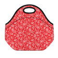 Red Paisley Bandana Pattern Print Neoprene Lunch Bag