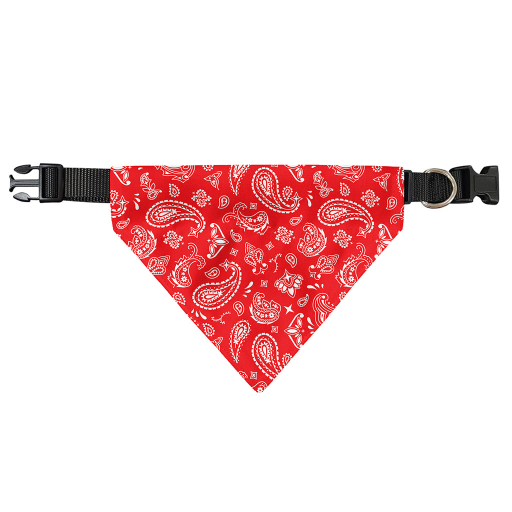 Red Paisley Bandana Pattern Print Over The Collar Dog Bandana