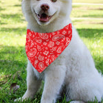 Red Paisley Bandana Pattern Print Over The Collar Dog Bandana
