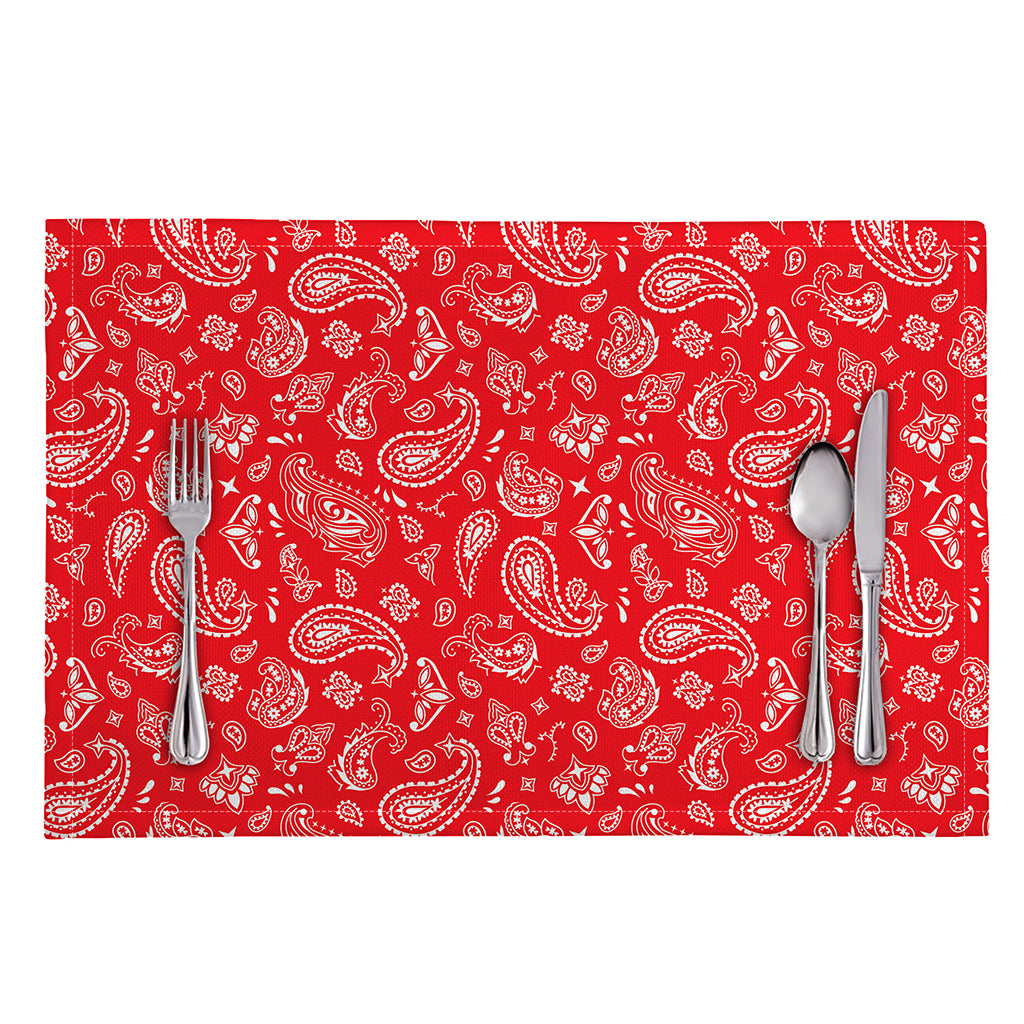 Red Paisley Bandana Pattern Print Placemat