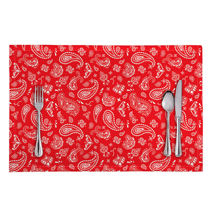 Red Paisley Bandana Pattern Print Placemat