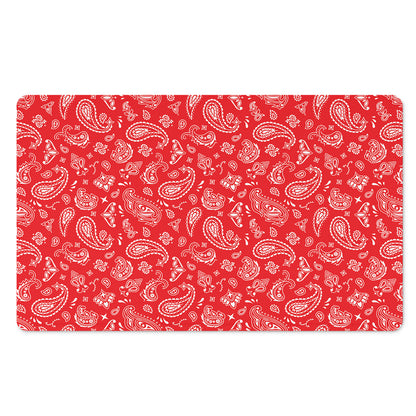 Red Paisley Bandana Pattern Print Polyester Doormat