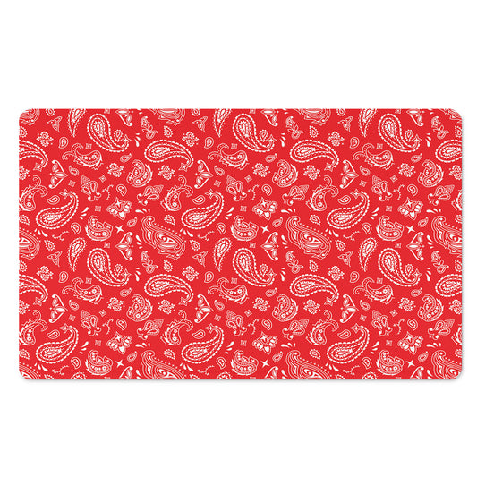 Red Paisley Bandana Pattern Print Polyester Doormat