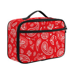 Red Paisley Bandana Pattern Print Portable Lunch Bag