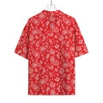 Red Paisley Bandana Pattern Print Rayon Hawaiian Shirt