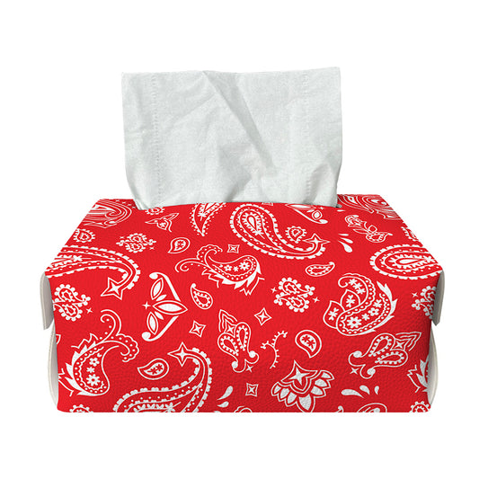 Red Paisley Bandana Pattern Print Rectangle Tissue Box Cover