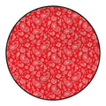 Red Paisley Bandana Pattern Print Round Floor Mat