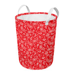 Red Paisley Bandana Pattern Print Round Laundry Basket