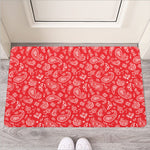 Red Paisley Bandana Pattern Print Rubber Doormat