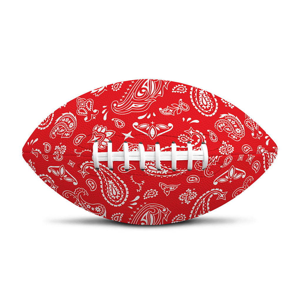 Red Paisley Bandana Pattern Print Rugby Ball
