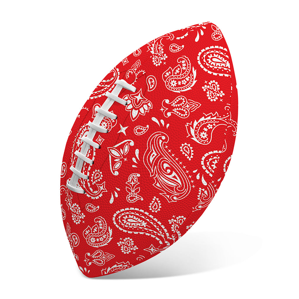Red Paisley Bandana Pattern Print Rugby Ball