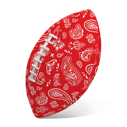 Red Paisley Bandana Pattern Print Rugby Ball