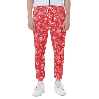 Red Paisley Bandana Pattern Print Scuba Joggers