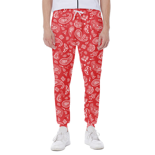 Red Paisley Bandana Pattern Print Scuba Joggers