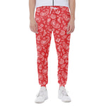Red Paisley Bandana Pattern Print Scuba Joggers