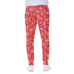 Red Paisley Bandana Pattern Print Scuba Joggers