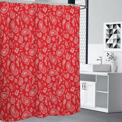 Red Paisley Bandana Pattern Print Shower Curtain