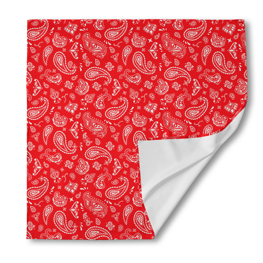 Red Paisley Bandana Pattern Print Silk Bandana
