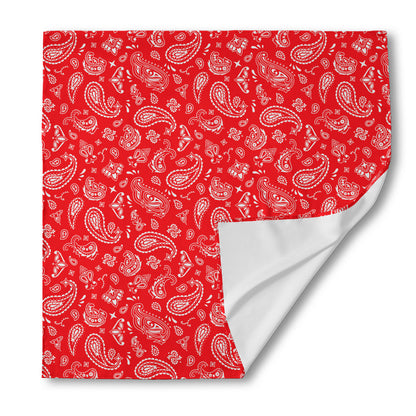 Red Paisley Bandana Pattern Print Silk Bandana
