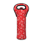 Red Paisley Bandana Pattern Print Single Neoprene Wine Tote