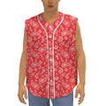 Red Paisley Bandana Pattern Print Sleeveless Baseball Jersey