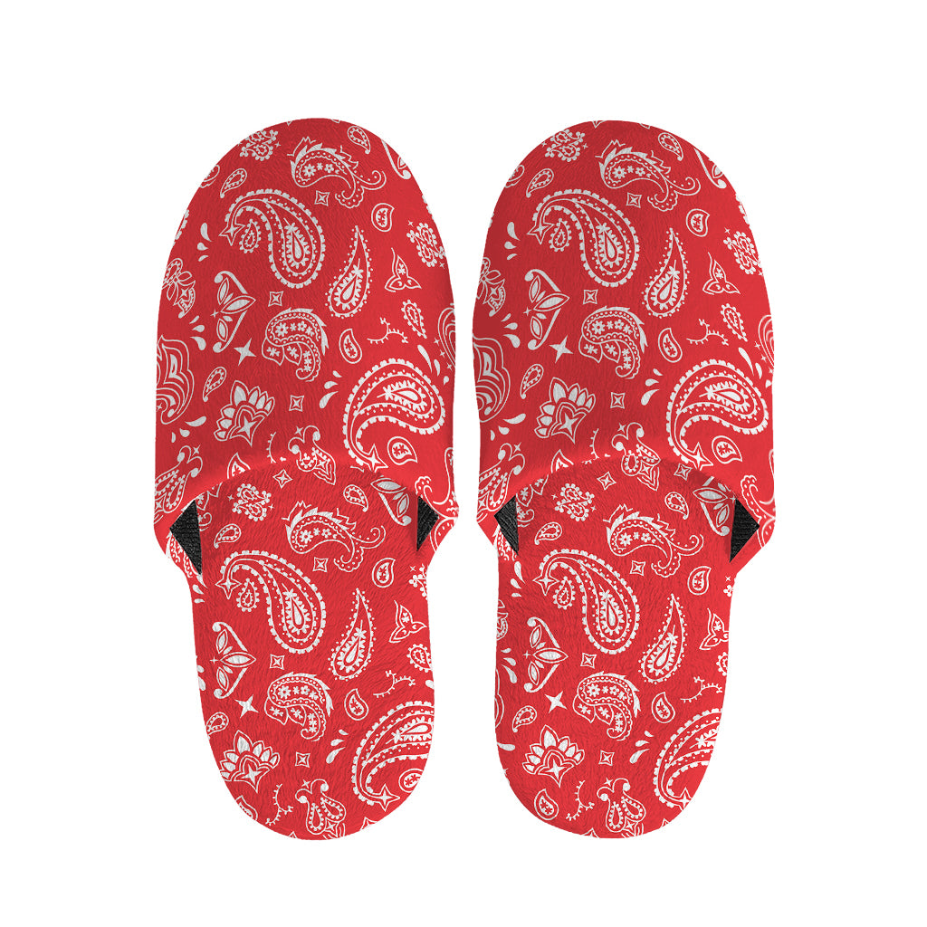 Red Paisley Bandana Pattern Print Slippers