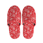 Red Paisley Bandana Pattern Print Slippers