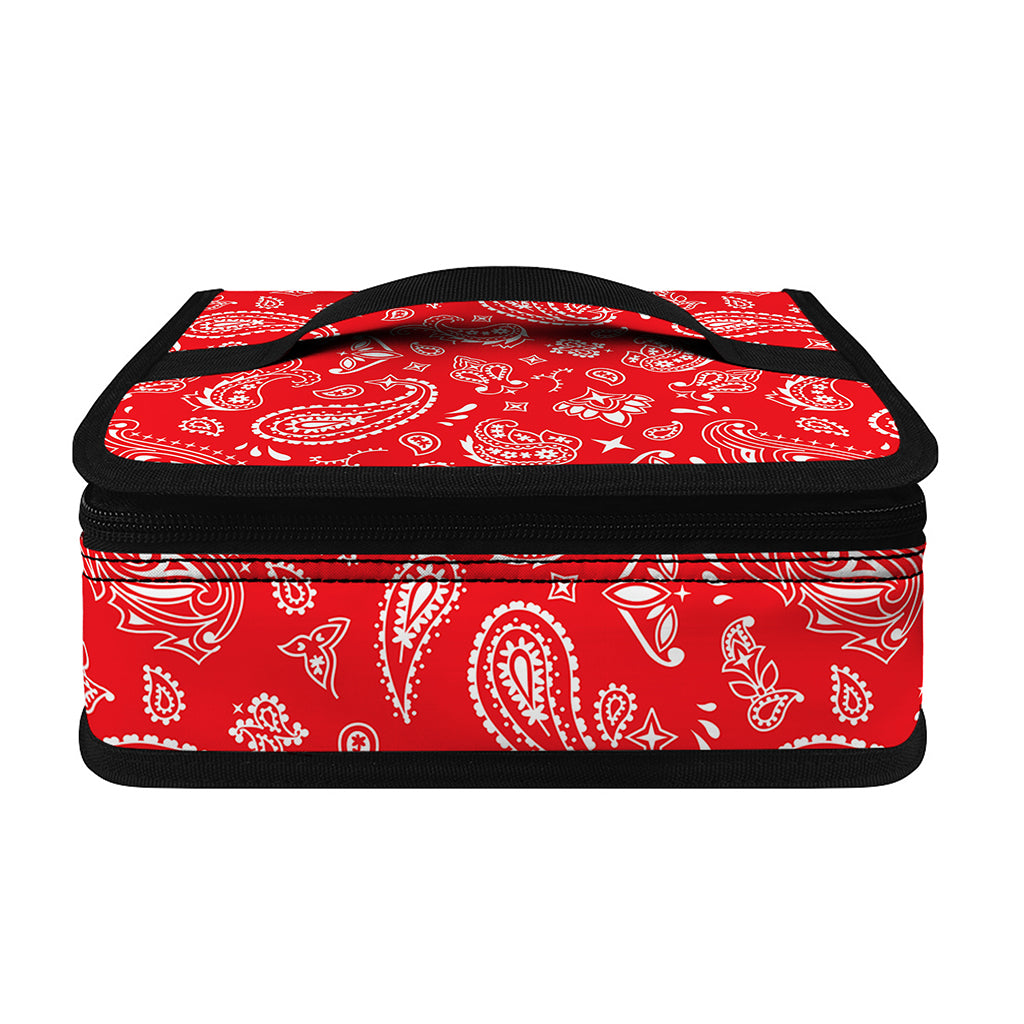 Red Paisley Bandana Pattern Print Small Lunch Bag