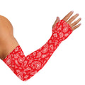 Red Paisley Bandana Pattern Print Sun Protection Arm Sleeves