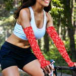 Red Paisley Bandana Pattern Print Sun Protection Arm Sleeves