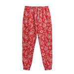 Red Paisley Bandana Pattern Print Sweatpants