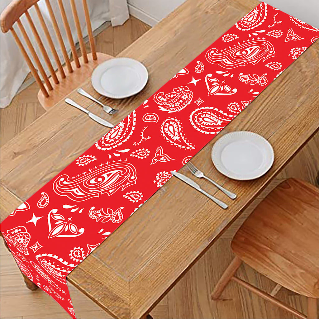 Red Paisley Bandana Pattern Print Table Runner