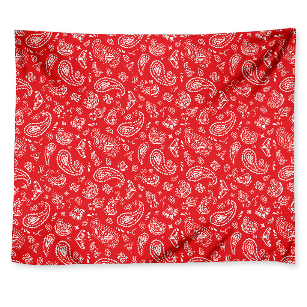Red Paisley Bandana Pattern Print Tapestry