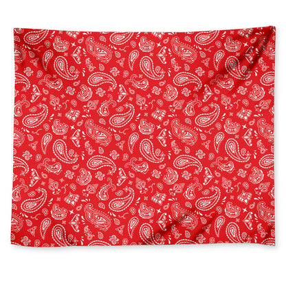 Red Paisley Bandana Pattern Print Tapestry