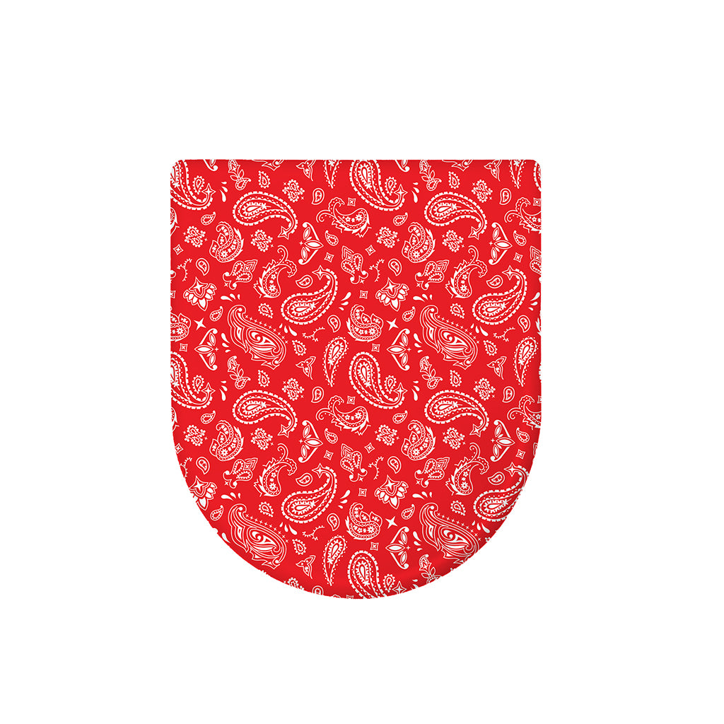 Red Paisley Bandana Pattern Print Toilet Lid Cover