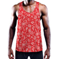 Red Paisley Bandana Pattern Print Men's Workout Tank Top